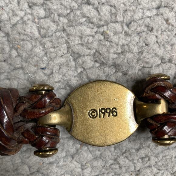 Vintage Horse Head Belt Medium Brown Leather Western Braided Cowgirl 90s Concho - Picture 7 of 10